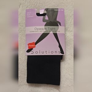 Hanes Solutions Opaque Tight Control Top Large Black New 025060602